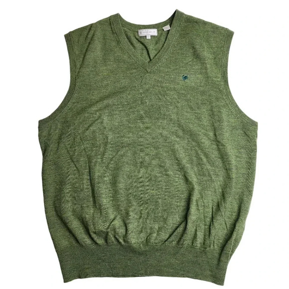 Peter Millar Extra Fine Italian Merino Wool Vest Size Large Green Rooster - Picture 1 of 8